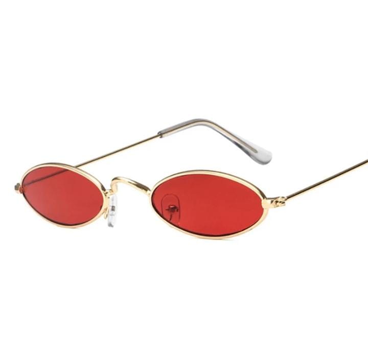 Vintage Oval Sunglasses Men Sun Glasses Women Retro Metal Frame Red Tiny Round Skinny Eye Glass Female X1322035