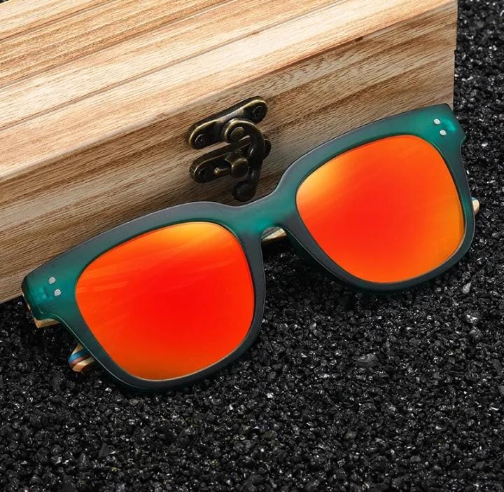 New Arrival Stylish Custom Logo Sun Glasses Plastic Frame Walnut Wood Temple Sunglasses s0088313