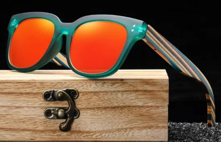 New Arrival Stylish Custom Logo Sun Glasses Plastic Frame Walnut Wood Temple Sunglasses s0088313