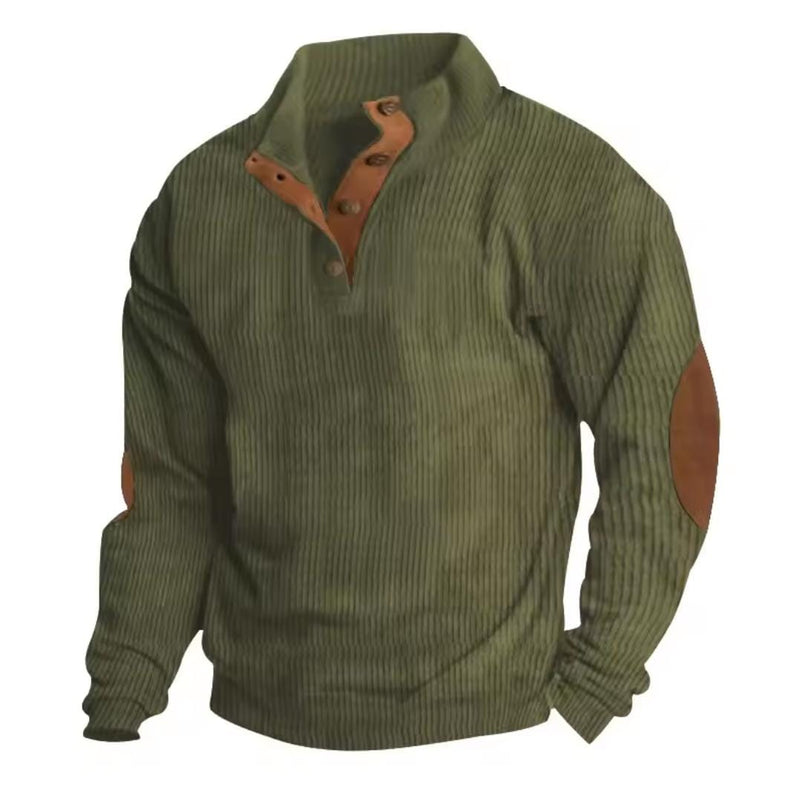 Men's Casual Stand Up Collar Long Sleeve Corduroy Sweater M 111219