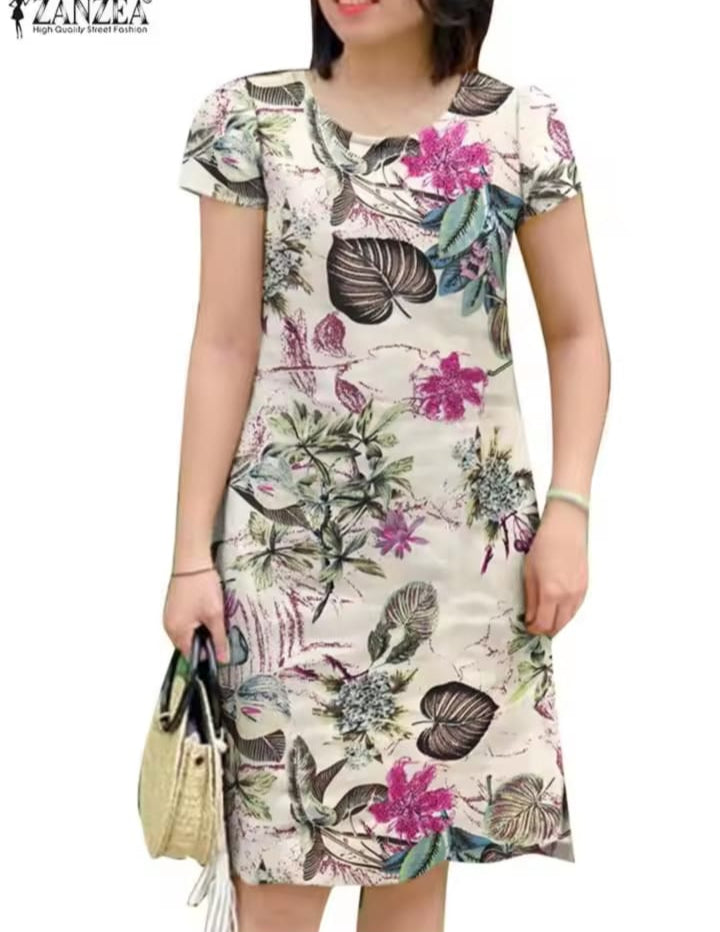 Elegant Waist-Fitted Long Muslin Dress For Women 17314 2XL Elegant Waist-Fitted Long Muslin Dress For Women 17314 2XL