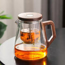One Click Tea Separation Filtration Glass Manual Teapot Set 800ml RS318 - TUZZUT Qatar Online Shopping