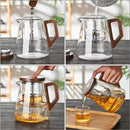 One Click Tea Separation Filtration Glass Manual Teapot Set 800ml RS318 - TUZZUT Qatar Online Shopping