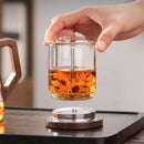One Click Tea Separation Filtration Glass Manual Teapot Set 800ml RS318 - TUZZUT Qatar Online Shopping