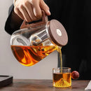 One Click Tea Separation Filtration Glass Manual Teapot Set 800ml RS318 - TUZZUT Qatar Online Shopping