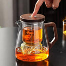 One Click Tea Separation Filtration Glass Manual Teapot Set 800ml RS318 - TUZZUT Qatar Online Shopping