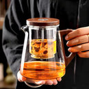 One Click Tea Separation Filtration Glass Manual Teapot Set 800ml RS318 - TUZZUT Qatar Online Shopping