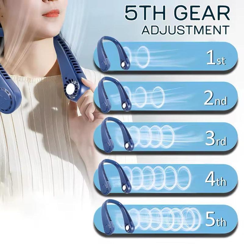 Mini LED Digital Display Bladeless Neck Fan 112256 - TUZZUT Qatar Online Shopping