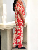 Halwan High Fashion 2 Pcs Floral Print Pyjama Set HP220-2 - TUZZUT Qatar Online Shopping