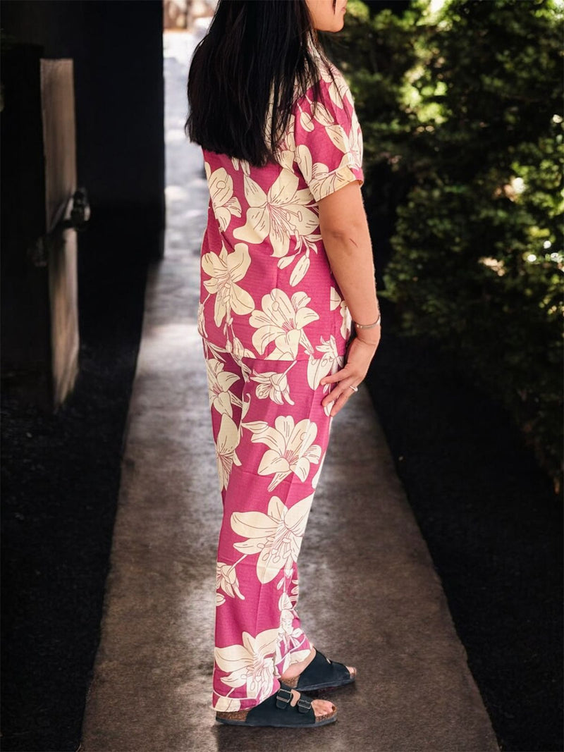 Halwan High Fashion 2 Pcs Floral Print Pyjama Set HP220-2 - TUZZUT Qatar Online Shopping