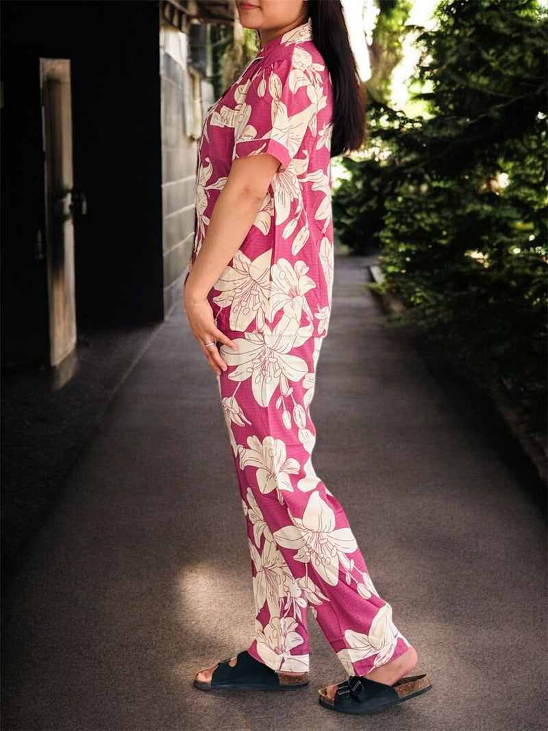 Halwan High Fashion 2 Pcs Floral Print Pyjama Set HP220-2 - TUZZUT Qatar Online Shopping