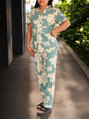 Halwan High Fashion 2 Pcs Floral Print Pyjama Set HP220-2 - TUZZUT Qatar Online Shopping