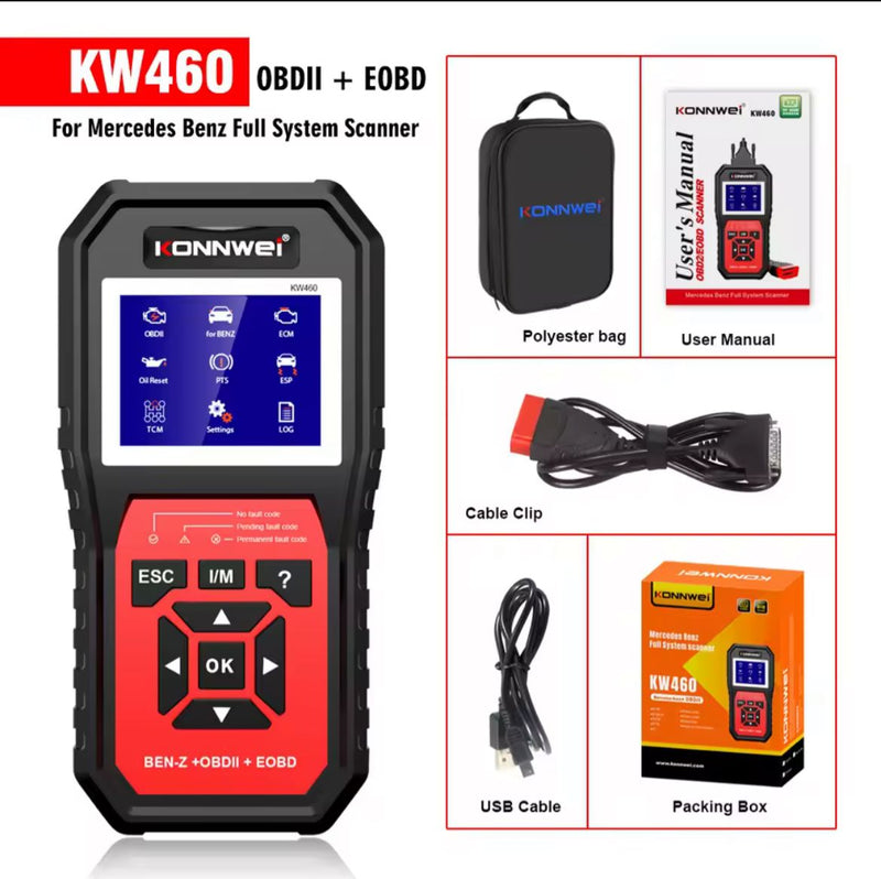 Konnwei kw460 OBD2 Scanner Auto Diagnostic Tool OBDII and EOBD Check Engine Code For Mercedes Benz - TUZZUT Qatar Online Shopping