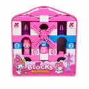 Kids Pink Castle Building Blocks Set with Windmill & Carry Case