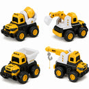 4-Piece Kids Engineering Construction Vehicle Set with Mixer Truck, Excavator, Dump Truck & Crane