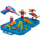 Kids DIY Dinosaur Building & Assembly Set with Electric Drill and Portable Storage Case