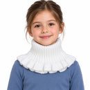 Kids’ White Ribbed Knit Neck Warmer with Ruffled Edge 444ER