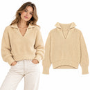 Women's Cream Ribbed Knit Cropped Sweater RF2135