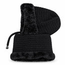 Women's Black Winter Knitted Hood Scarf NB1289