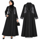 Women's Black Long Open-Front Abaya Coat AD4215