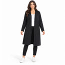 Women’s Black Longline Open-Front Cardigan with Pockets S85214