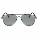Gunmetal Aviator Sunglasses with Grey Lenses and Gold-Tone Accents AS555