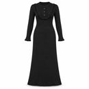 Women's Elegant Black Ribbed Knit Long Sleeve Maxi Dress MM2233