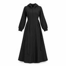 Women's Black Hooded Long Sleeve A-Line Maxi Abaya with Waist Tie S211335