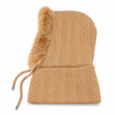 Women's Camel Beige Cable Knit Winter Hooded Neck Warmer S56668