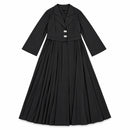 Women's Elegant Black Long Sleeve Pleated Maxi Dress S55741
