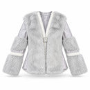 Women's Luxury Silver Grey Faux Fur Jacket WR9876