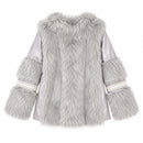 Women's Luxury Silver Grey Faux Fur Jacket WR9876