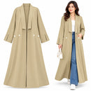 Women's Elegant Beige Long Open-Front Abaya Coat N21345