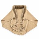 Women's Elegant Beige Knitted Poncho Shawl WR999