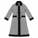 Women's Elegant Black & White Striped Long Winter Coat QW1321