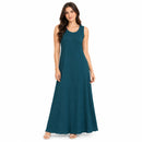 Women's Sleeveless Round Neck A-Line Maxi Dress T-106