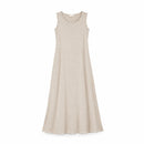 Women's Sleeveless Round Neck A-Line Maxi Dress T-106