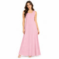 Women's Sleeveless Round Neck A-Line Maxi Dress T-106