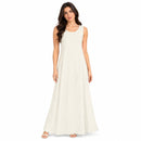 Women's Sleeveless Round Neck A-Line Maxi Dress T-106