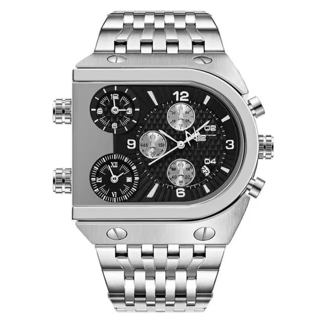 Multi-Time Zone Mens Watches Casual Quartz Sports Man Wristwatch W987413