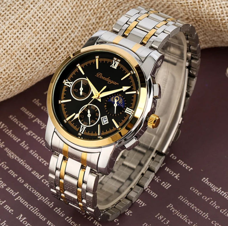 Mens Luxury Business Watches Stainless Steel Luminous Quartz Wristwatch W719241