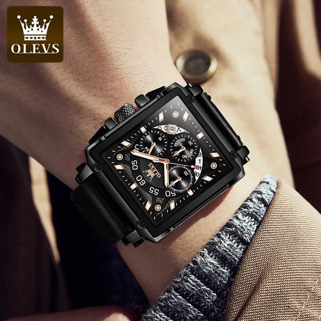 OLEVS Watches for Men Quartz Multifunctional Chronograph Fashion Casual Leather Dress Watch S4699574