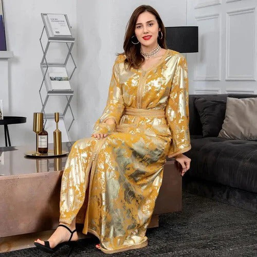 Gold Chiffon Abaya Dress Women S S4538201