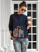 Casual High-Low Loose Printed Stand Collar Blouses & Shirts Tops  112240 - TUZZUT Qatar Online Shopping