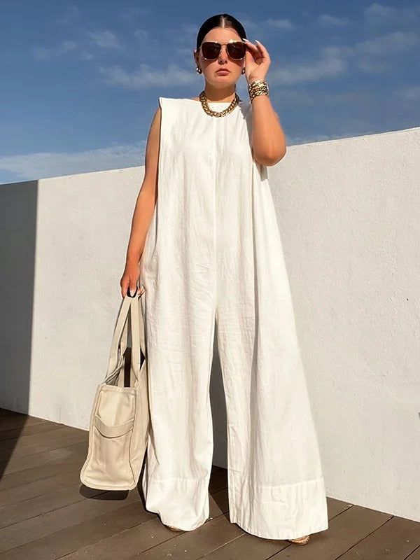 Sleeveless Wide Leg Solid Color Jumpsuits XL 103995 Sleeveless Wide Leg Solid Color Jumpsuits XL 103995