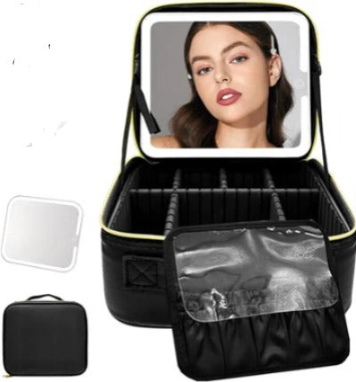 Travel Makeup Bag with 3 Setting Adjustable LED Mirror