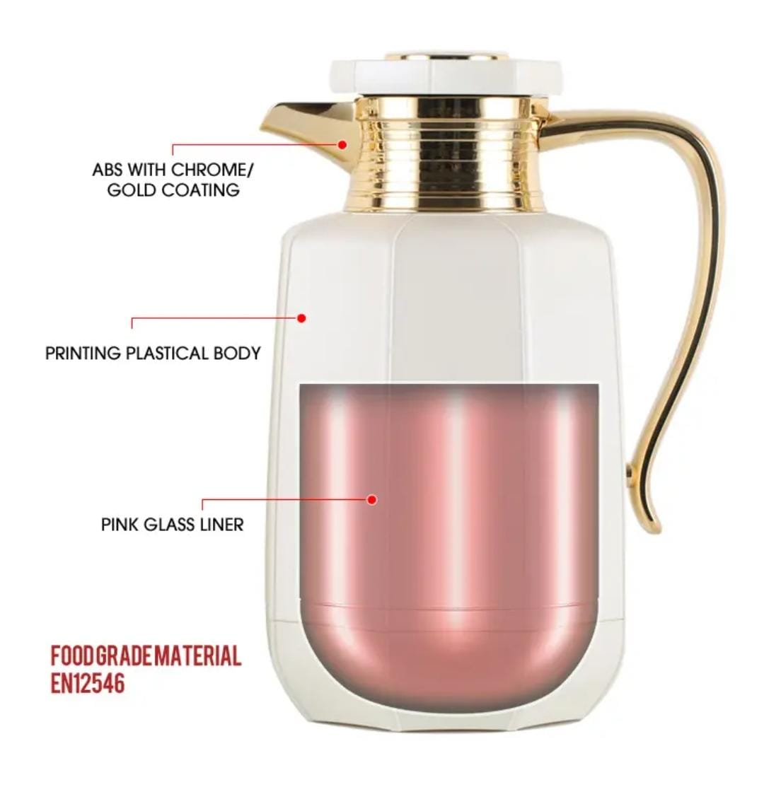 Premium Arabic Coffee Tea Pot Vacuum Flask 2 Pcs Gift Set - (1.0L +07L) - Gold Premium Arabic Coffee Tea Pot Vacuum Flask 2 Pcs Gift Set - (1.0L +07L) - Gold