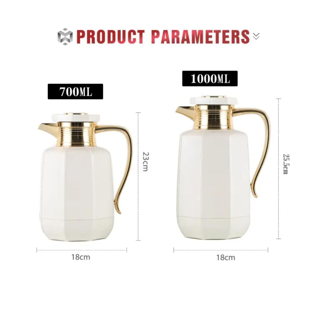 Premium Arabic Coffee Tea Pot Vacuum Flask 2 Pcs Gift Set - (1.0L +07L) - Gold Premium Arabic Coffee Tea Pot Vacuum Flask 2 Pcs Gift Set - (1.0L +07L) - Gold