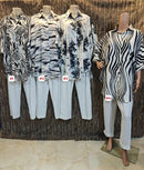 Patterned Long Sleeves 2 Pcs Top And Pant Set TS44 - TUZZUT Qatar Online Shopping