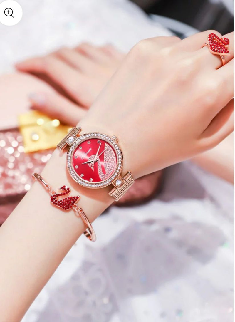 Swan Ladies Watch Set 5 Pcs with Beautiful Box W3126750